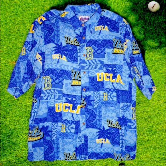 Reyn Spooner UCLA Bruins Hawaiian Shirt Men’s Large Blue 100% Rayon EUC - Picture 6 of 15